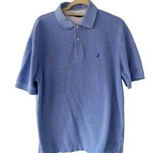 Nautica Polo Shirt Classic Fit‎ Short Sleeve Casual Mens Blue Large EUC